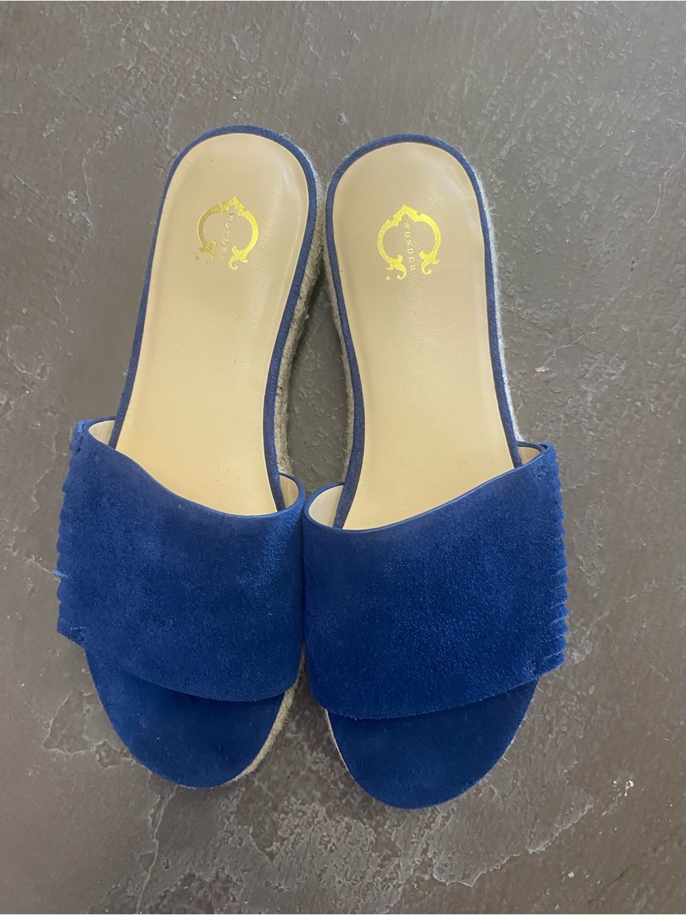 Navy Suede Slide Sandals - Unbranded